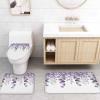 Eucalyptus Bathroom Set with Shower Curtain Rug Accessories - 36x72 Inches Long Stall Curtain with Large Bath Mat,Bathtub Runner Rug Set,12 Hooks Purple Blooms Botany Spring Summer Aesthetic Leaves view 4