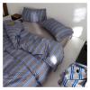QuKan Bed, Nordic Grey Blue Stripes Duvet Cover Set Cotton Queen King Size Bedding Set Bedlinens Sheet Pillowcases, MM-102 view 4