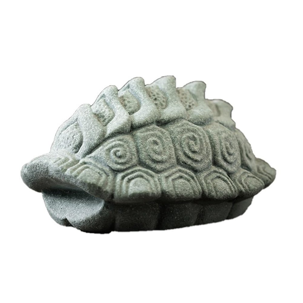 IBONSON Ceramic Tea Set Classic Turtle Shell Tea Pet, Green Sand Stone Tea Pet, Chinese Tea Ceremony Accessories, Home Decoration Ornaments Kung Fu Tea Set