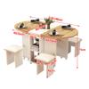 Expandable Folding Dining Room Table, Small Dining Table Set for 4, Drop Leaf Kitchen Table Small Space Dining Room Kitchen Modern Movable Kitchen Table and Buffet Cabinet with Storage Space(White,OVA view 2