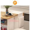 Expandable Folding Dining Room Table, Small Dining Table Set for 4, Drop Leaf Kitchen Table Small Space Dining Room Kitchen Modern Movable Kitchen Table and Buffet Cabinet with Storage Space(White,OVA view 3