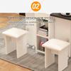 Expandable Folding Dining Room Table, Small Dining Table Set for 4, Drop Leaf Kitchen Table Small Space Dining Room Kitchen Modern Movable Kitchen Table and Buffet Cabinet with Storage Space(White,OVA view 4