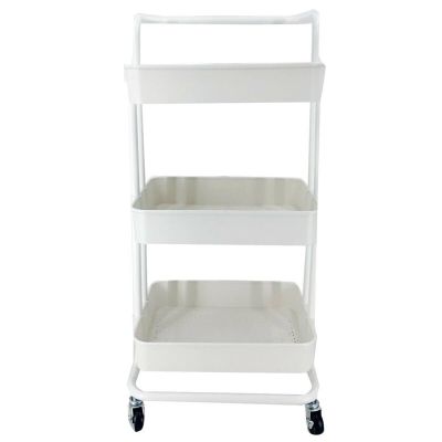 FEELIN Fruit Basket for Kitchen 3-Tier Kitchen Storage Cart Multi-Tier Storage Rack Shopping Cart Stored On Wheels Utility Metal Stand Kitchen Gadgets (Color : White)