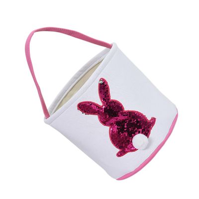 FAVOMOTO 1pc Adorable Pink Easter Bunny Candy Basket Soft Storage Pouch for Easter Eggs and Treats for Boys and Girls Parties and Festive Decorations