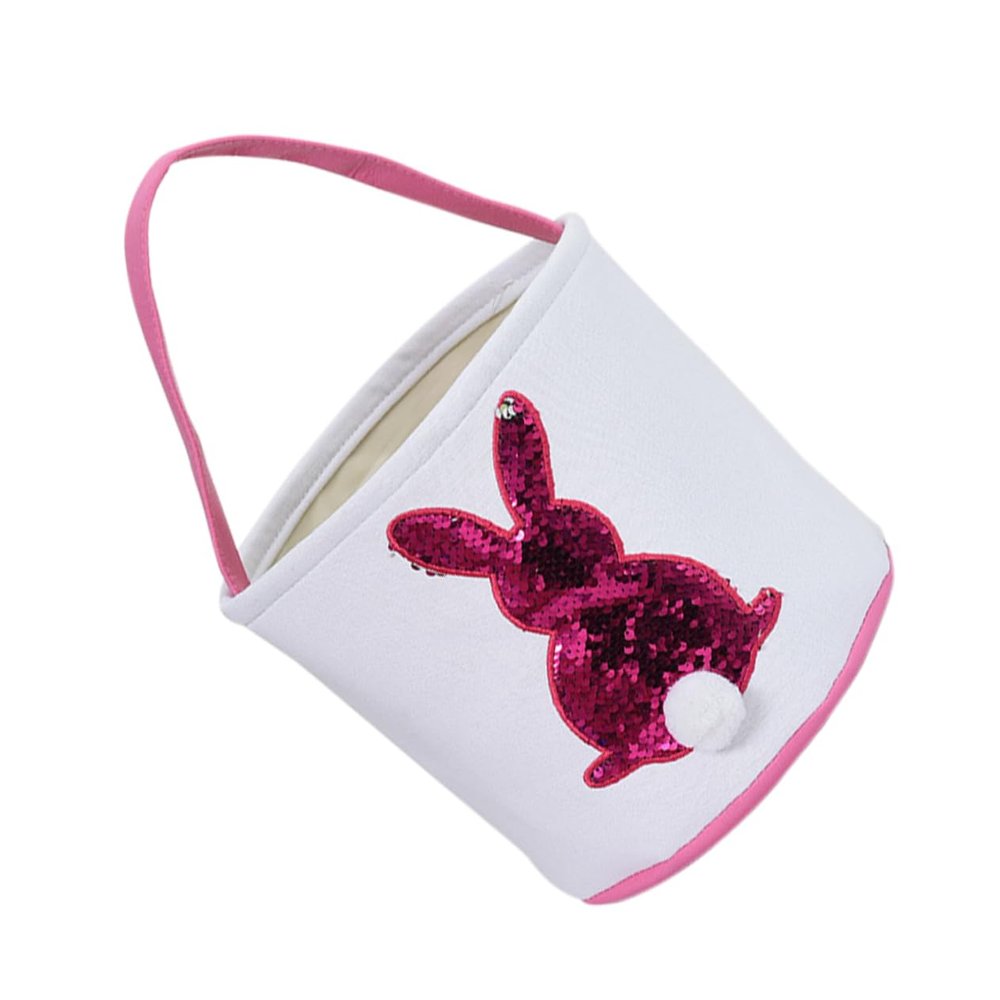 FAVOMOTO 1pc Adorable Pink Easter Bunny Candy Basket Soft Storage Pouch for Easter Eggs and Treats for Boys and Girls Parties and Festive Decorations