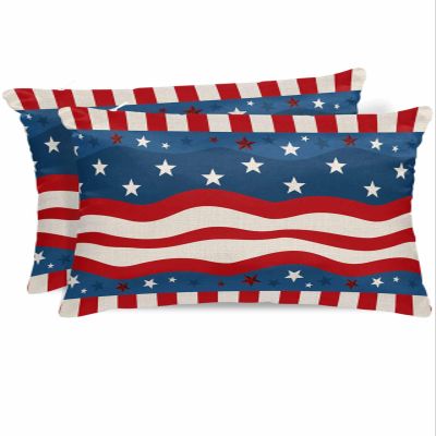 Wotrend Independence Day Pentagram Patriot Queen Pillow Cases Set of 2, Satin Pillow Case Cover with Smooth Hidden Zipper Closure, Soft Throw Pillow Covers Cases for Home Decoration 20 X 30 Inches