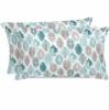 Abstract Leaves King Standard Pillow Cases Set of 2, Teal Green Brown Leaf Satin Pillow Case Cover with Smooth Hidden Zipper Closure, Soft Throw Pillow Covers Cases for Home Decoration 20 X 36 Inches view 1