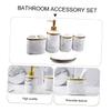 Ciieeo 5pcs Imitation Marble Bathroom Accessory Set Resin Lotion Dispenser Mouthwash Cups Toothbrush Holder Soap Dish for Decor view 3