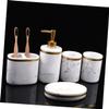 Ciieeo 5pcs Imitation Marble Bathroom Accessory Set Resin Lotion Dispenser Mouthwash Cups Toothbrush Holder Soap Dish for Decor view 4