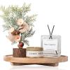 Round Decorative Tray Wood Bathroom Counter Organizer Farmhouse Kitchen Decor Wooden Riser for Soap Dish, Perfume, Candle, Sponge, 11" - Brown view 1