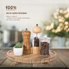 Round Decorative Tray Wood Bathroom Counter Organizer Farmhouse Kitchen Decor Wooden Riser for Soap Dish, Perfume, Candle, Sponge, 11" - Brown view 2