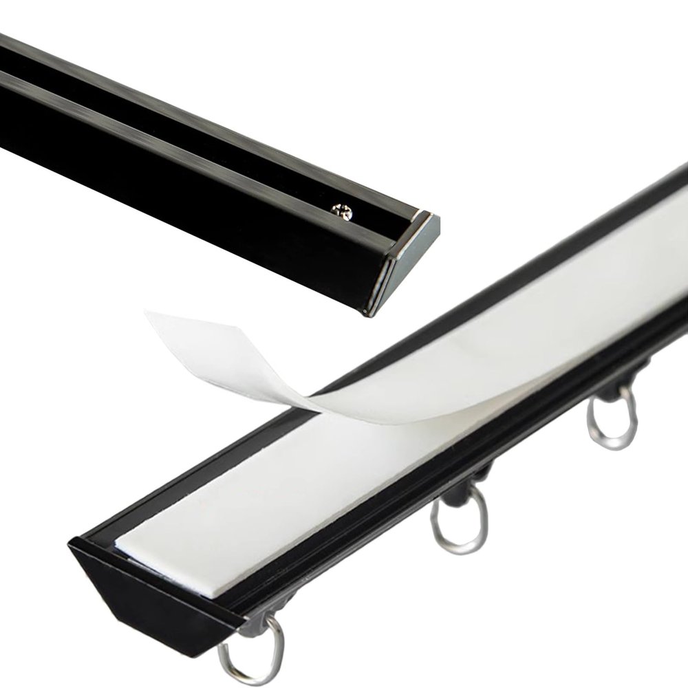 Ceiling Curtain Track Room Divider Hospital Curtain Black Ceiling Curtain Track No Drill, Straight Window Room Divider Rails/Home Bunk Bed Rv Curtain Rods System V Shape 2 6 10 13 15 22 24 26 Feet Lon