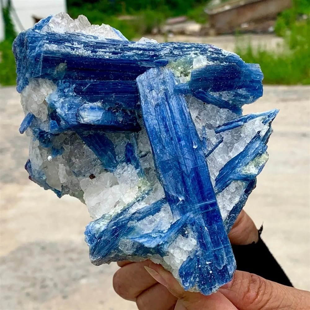 AtkitS Natural Natural Blue kyanite with Quartz Crystal Specimen Rough Reiki Healing (Size : 150-200g)