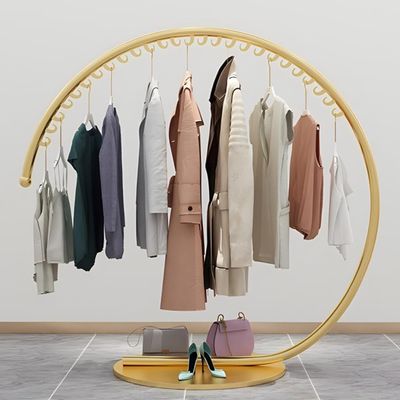 Clothing Rack, Freestanding Heavy Duty Clothing Rack, Metal Garment Rack with Stable Base, Portable Round C-Style Rack, Strong Bearing Capacity, for Retail Home Clothing Store ( Color : Gold , Size :