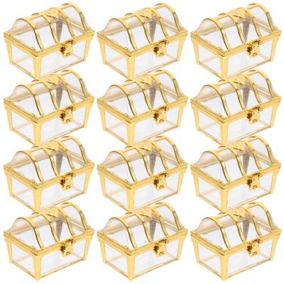 ABOOFAN 12pcs Treasure Chest Candy Boxes Gold Plastic Plastic Treasure Chest Party Favor Boxes Present Goodie Boxes for Wedding Christmas Birthday Party Decoration