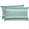 Bohemian King Standard Pillow Cases Set of 2, Geometric Stripe Teal Turquoise Satin Pillow Case Cover with Smooth Hidden Zipper Closure, Soft Throw Pillow Covers Cases for Home Decor 20 X 36 Inches view 1