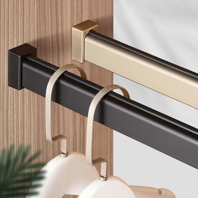 closet rods for hanging clothes Black/Champagne Closet Rods for Hanging Clothes, 10 To 59 In Long Wardrobe Closet Pole Includes End Caps, Custom Cut To Size Clothes Rod ( Color : Black , Size : 50in/1