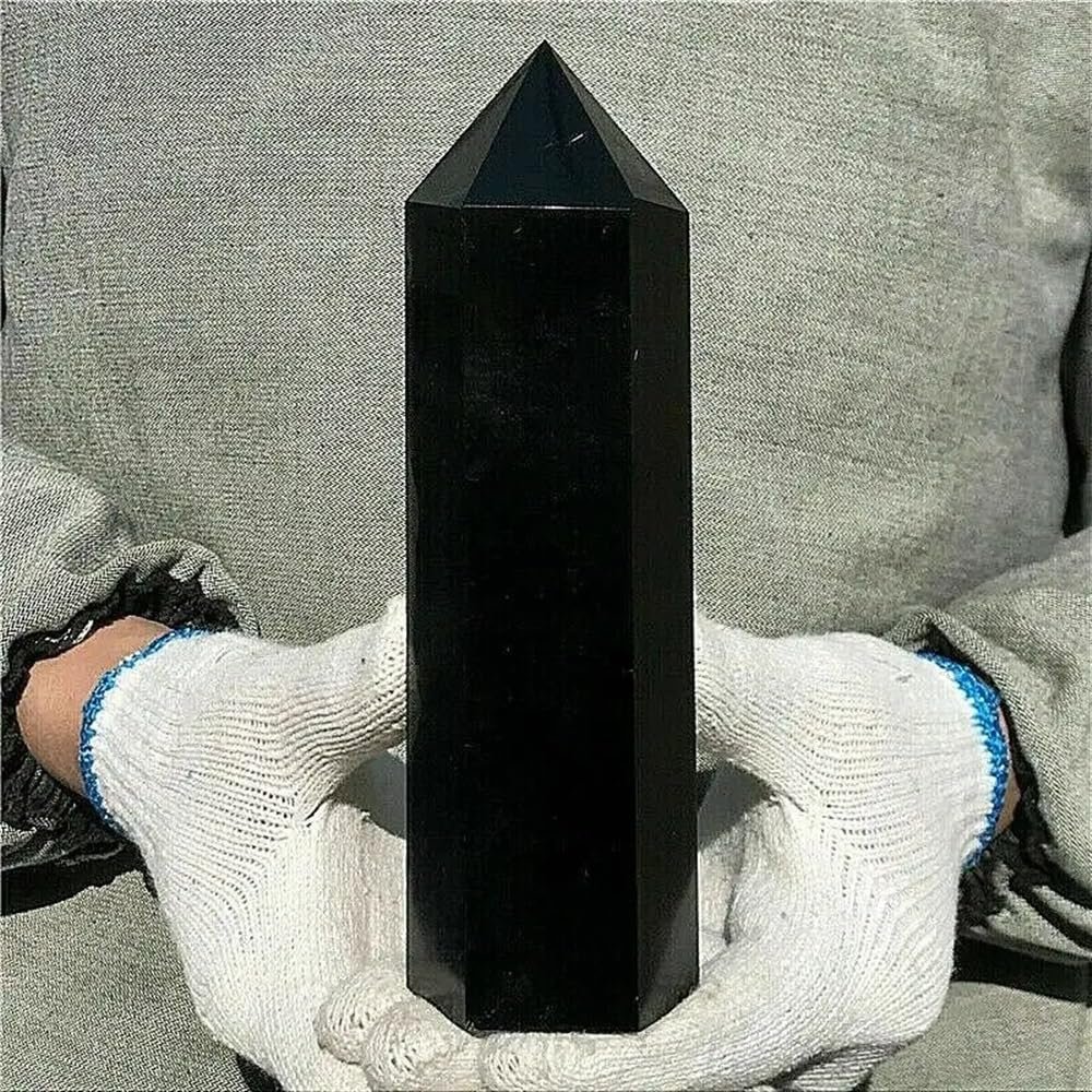 AtkitS Natural Natural Black Tourmaline Quartz Crystal Point Tower Polished Healing (Size : 400-450g)