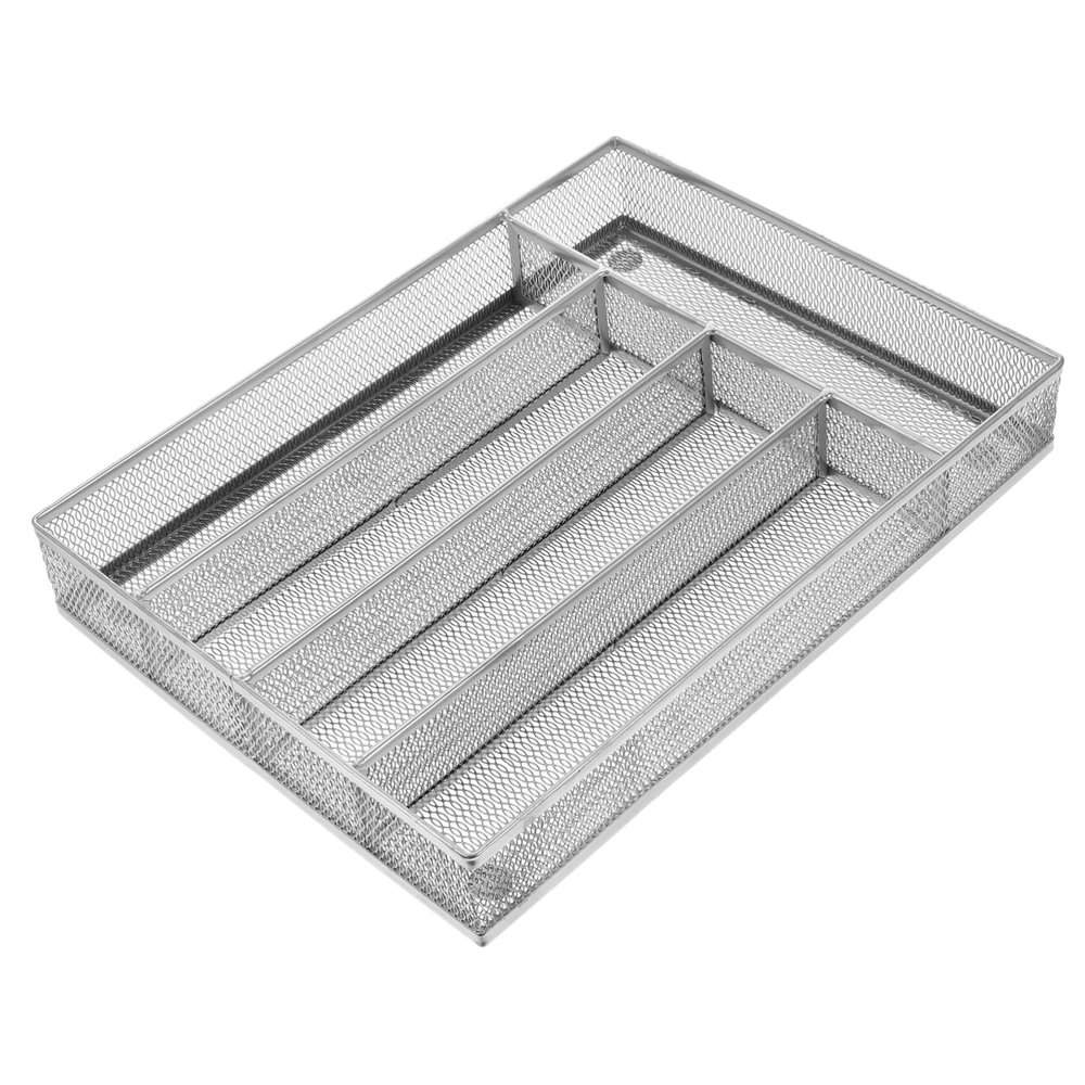 DECHOUS Silver Drawer Organizer for Kitchen and Home Storage Holder with Non-slip Foot Pads Multi-purpose Divided Organizer for Utensils Jewelry and More