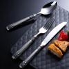 16 piece flatware set for 4 exquisite kitchen silverware sets stainless steel cutlery set kitchen tableware set for home party restaurant microwave and dishwasher safe view 3