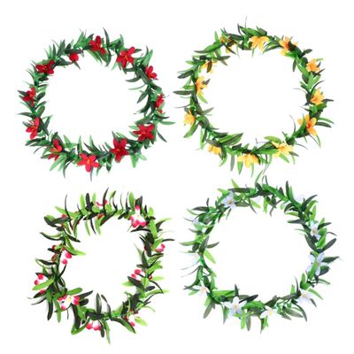 Vaguelly 4pcs Elegant Hawaiian Flower Wreaths Handmade Phalaenopsis Garland Lightweight for Adults Boys and Girls for Luau Events