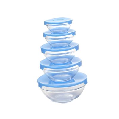 SHOWERORO 5pcs Heat-resistant Glass Bowl Set Lid for Fresh Food Storage for Kitchen Organization and Meal Prep