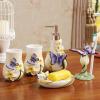 Soap Dispenser Bathroom Accessories Set Emulsion Dispensing Pump Set European Ceramic Modern Minimalist Garden Style Stereoscopic Butterfly Bathroom Accessories Set Decorative Gifts liquid soap dispen view 4