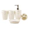 Soap Dispenser Bathroom Accessory Set, 5 PCS Bath Ensemble Set Includes Emulsion Dispenser Soap Dish Mouthwash Cup Toothbrush Holder - Ceramics Relief Bathroom Accessory Set for Home, Office, Superior view 1