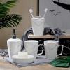 Soap Dispenser Bathroom Accessory Set, 5 PCS Bath Ensemble Set Includes Emulsion Dispenser Soap Dish Mouthwash Cup Toothbrush Holder - Ceramics Relief Bathroom Accessory Set for Home, Office, Superior view 4