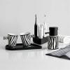 LFPSVC Soap Dispenser 5-Pc Black and White Striped Ceramics Bathroom Set with Soap Dispenser, Toothbrush Holder, Tumbler, Tray Liquid soap Dispenser, 20010125 view 1