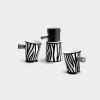 LFPSVC Soap Dispenser 5-Pc Black and White Striped Ceramics Bathroom Set with Soap Dispenser, Toothbrush Holder, Tumbler, Tray Liquid soap Dispenser, 20010125 view 3
