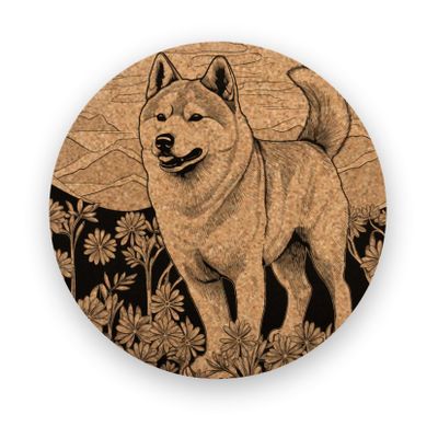 Akita Inu, Coasters Gift, Set of 6, Cork Coaster with Holder, Absorbent Coasters for Dog Lovers, Cute, Personalized Coasters - CA048