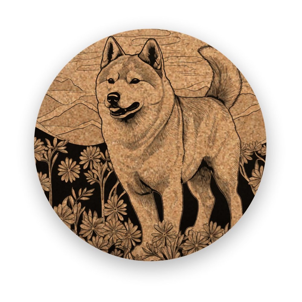 Akita Inu, Coasters Gift, Set of 6, Cork Coaster with Holder, Absorbent Coasters for Dog Lovers, Cute, Personalized Coasters - CA048