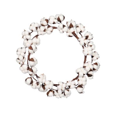 ULDIGI 44cm Wood Simulation Cotton Garland Christmas Greenery Wreath for Door Decor