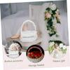 Wedding Flower Basket Rhinestone Bowknot Elegant Lace Decoration for Flower Girl Unique Bridal Accessory for Weddings and Parties view 2
