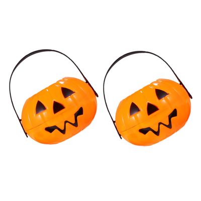 OFFSCH 2pcs Halloween Pumpkin Storage Buckets Decorative Treat Pails for Parties Lightweight Fun for Boys and Girls Trick-Treating and