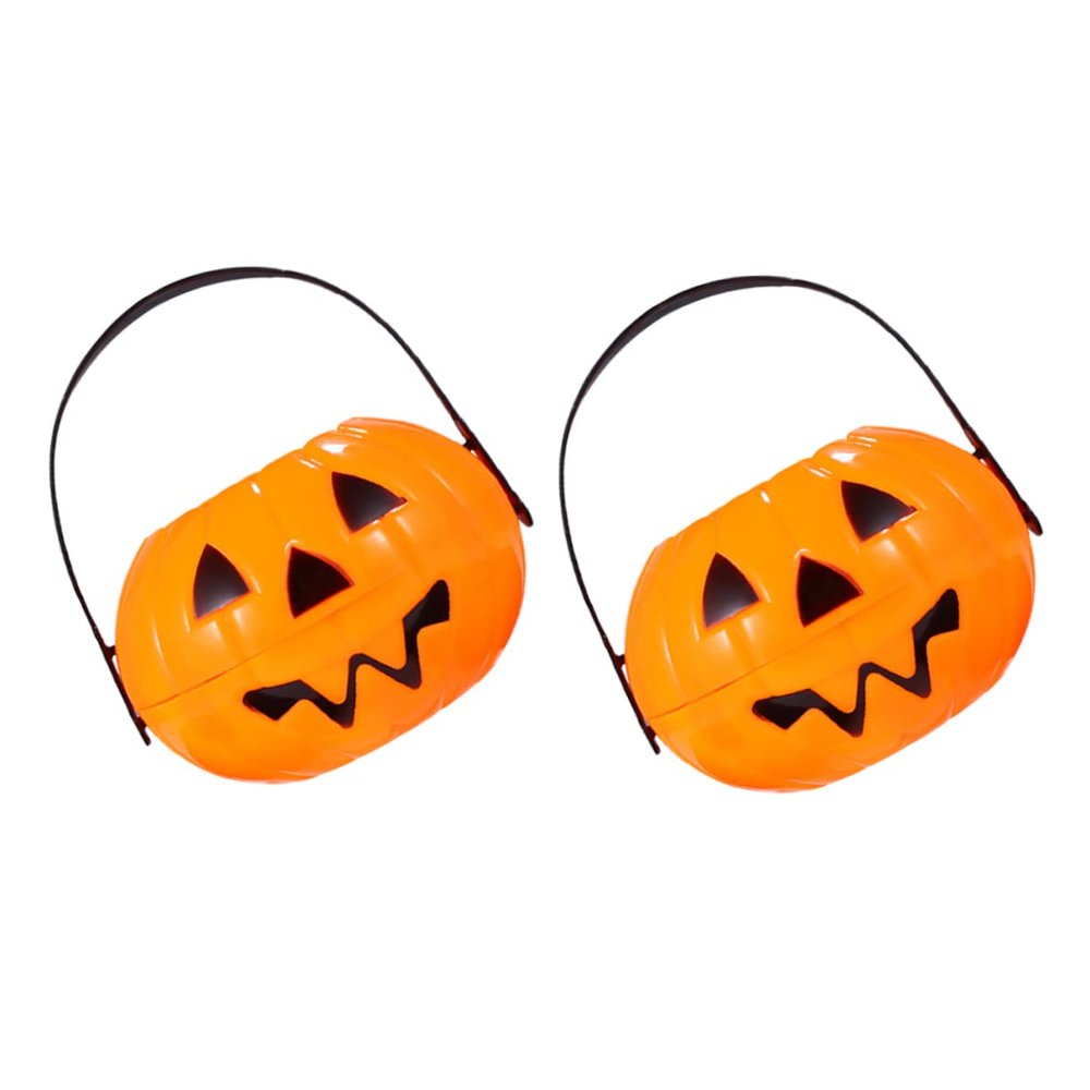 OFFSCH 2pcs Halloween Pumpkin Storage Buckets Decorative Treat Pails for Parties Lightweight Fun for Boys and Girls Trick-Treating and