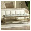 End of Bed Bench Upholstered Bench,Bedroom Bench for End of Bed, Dining Bench Entryway Shoe Bench with Button Tufted Padded Seat for Living Room, Vanity Bench Foot-Stool with Carved Wood Legs, Gray Fo view 2