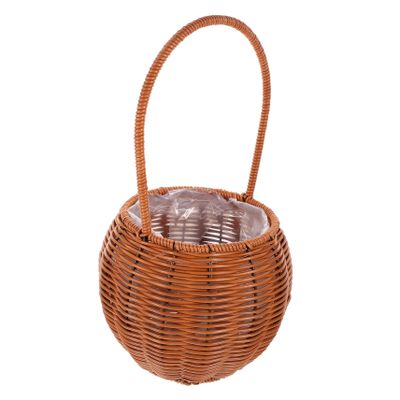 Hand Woven Storage Basket with Handle, Small PP Iron Basket