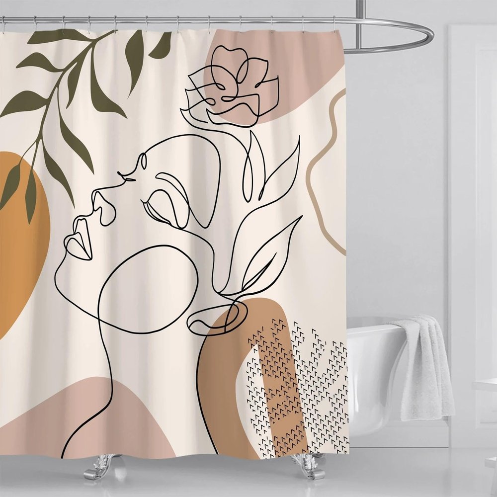 HNBFKD Bathroom Abstract Bohemian Shower Curtain Medieval Minimalist Art Polyester Fabric Shower Curtain with 12 Hooks 43x87in(WxH)/110x220cm