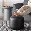 OTBEHUWJ Footstool Storage Footstool Foot Stool Round Pouf Ottoman,PU Faux Leather Footrest Stool,Foot Rest Short Sofa Stool,Upholstered for Living Room Bedroom-Black 45x28cm Home Decor Stool view 4