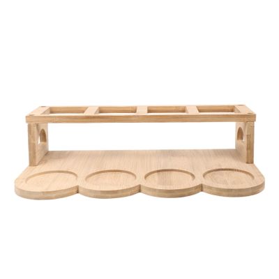 DECHOUS 8holes Multi-use Bamboo Oil Bottle Holder Spice Rack Organizer for Kitchen Essentials with Diameter Space Saving Storage for Cooking Oils and Seasoning Jars