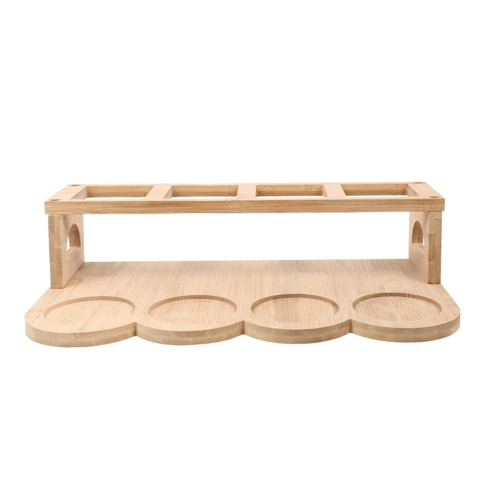 DECHOUS 8holes Multi-use Bamboo Oil Bottle Holder Spice Rack Organizer for Kitchen Essentials with Diameter Space Saving Storage for Cooking Oils and Seasoning Jars