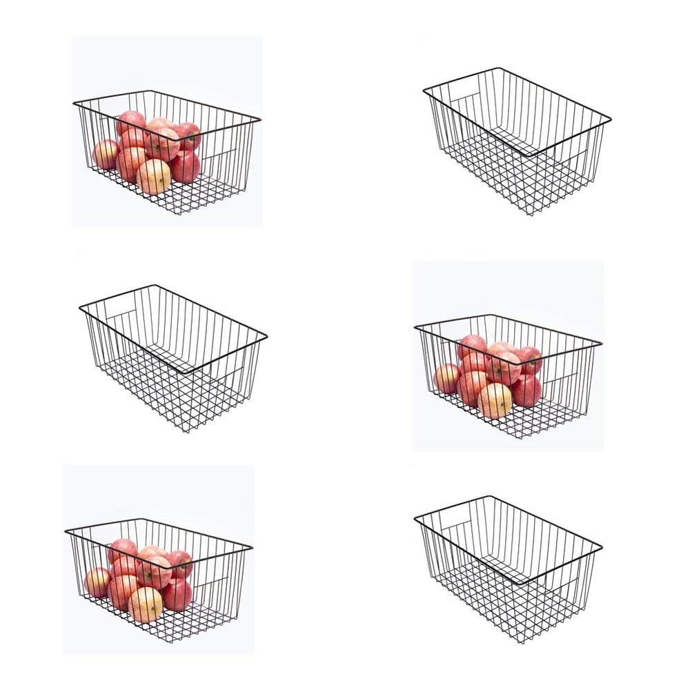 16inch Upright Freezer Organizer Baskets for 13-14,16-21 cu.ft Standup Freezer, Settle freezer chaos and reduce food waste effectively, Durable, Fully Use Space, Improve Air Circulate, Black, 6pcs