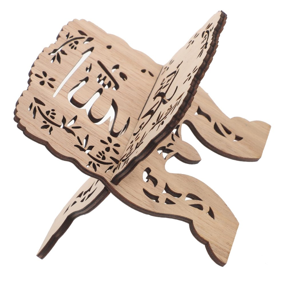 STOBOK Islamic Wooden Book Stand for Quran Bible Decorative Eid Mubarak Prayer Holder Compact Reading Rack for Students Believers Design for Home Office Use
