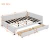 Full Size Upholstered Daybed with 2 Storage Drawers,Semi-Closed Design, Linen Fabric Sofa Bed Frame for Kids, Bedroom, Dorm, No Spring Box Need (Beige/Linen-A, Full) view 2