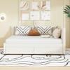 Full Size Upholstered Daybed with 2 Storage Drawers,Semi-Closed Design, Linen Fabric Sofa Bed Frame for Kids, Bedroom, Dorm, No Spring Box Need (Beige/Linen-A, Full) view 3