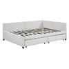 Full Size Upholstered Daybed with 2 Storage Drawers,Semi-Closed Design, Linen Fabric Sofa Bed Frame for Kids, Bedroom, Dorm, No Spring Box Need (Beige/Linen-A, Full) view 4