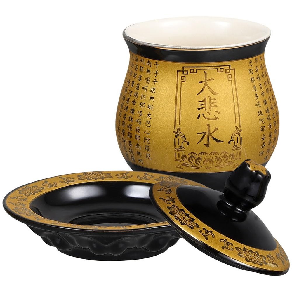 ABOOFAN Buddha Worship Holy Grail Water Supply Cup Offering Cup Buddhist Offering Container Ceramic Water s Buddhist Supplies Worship Ritual Bowl Large Shelf Ceramics