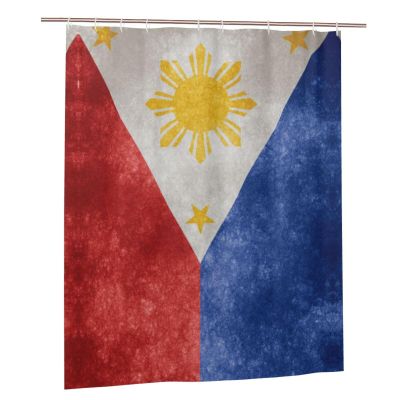 WOLEN The Philippines Flag Shower Curtain Set with 12 Hooks Plastic Material 72x60 Inch